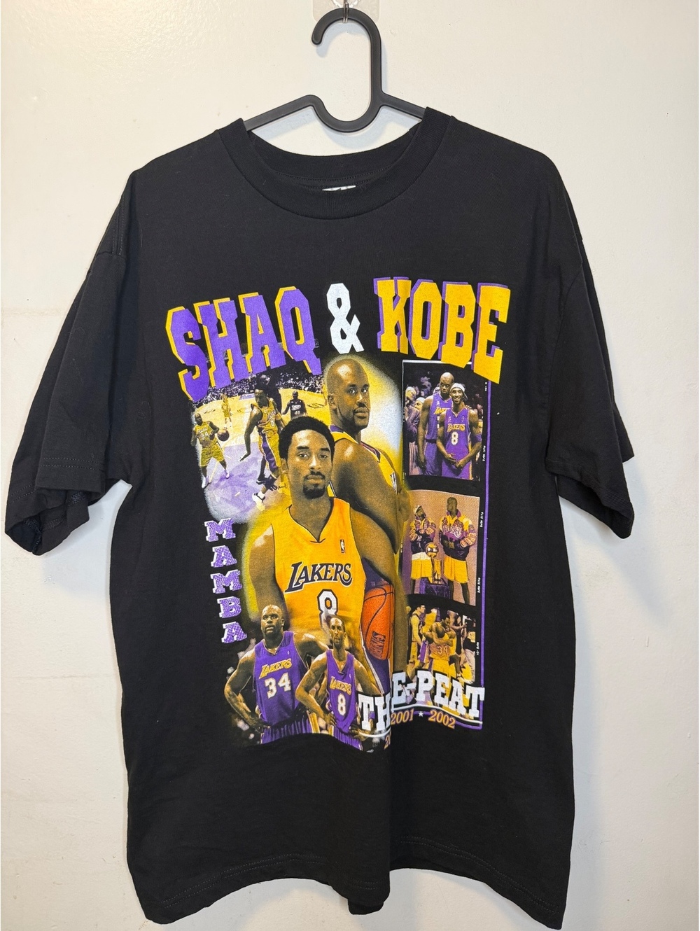 Shaq & Kobe Lakers Graphic T-Shirt Black Size Large
